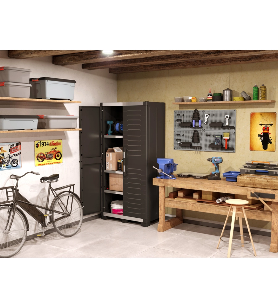 Armadio keter "xl garage" in resina nero, 89x54x188 cm